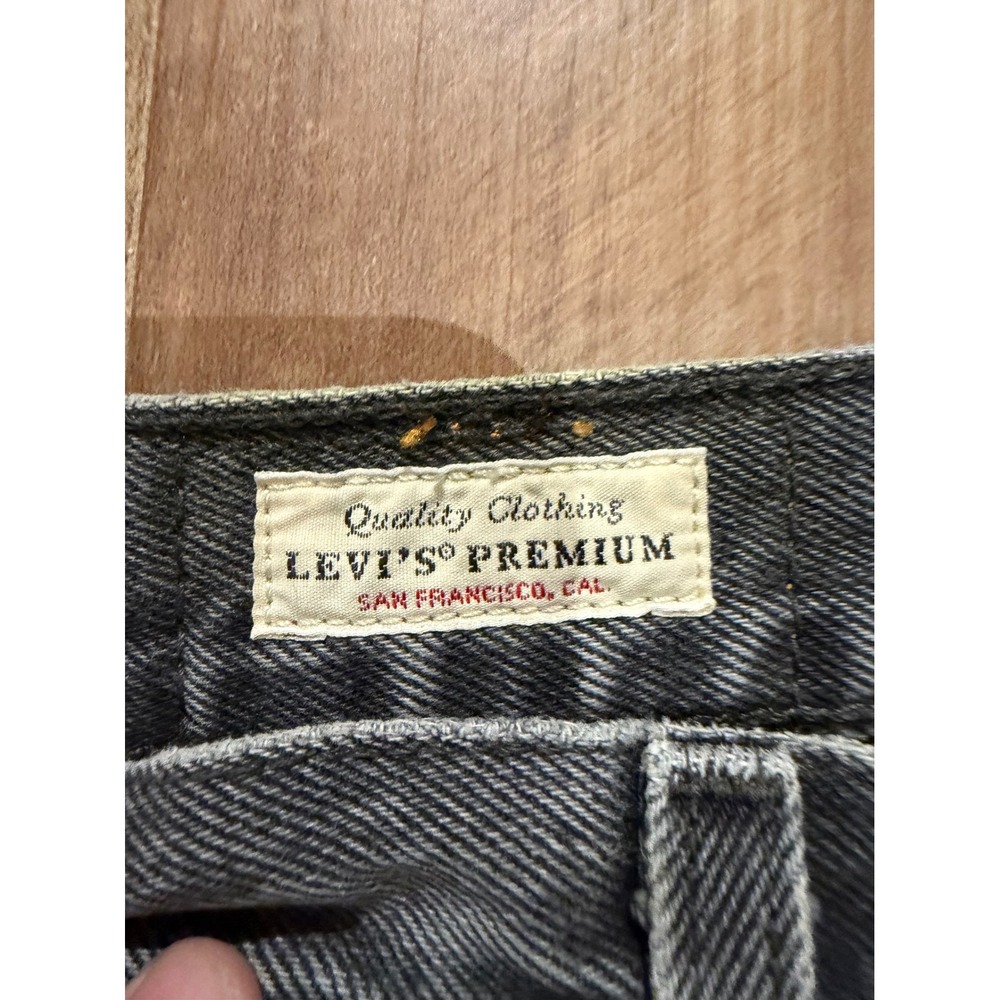 Levis 501 Original Jeans Womens W24 L32 Black Grey Straight Leg Raw Hem Premium - Picture 5 of 7